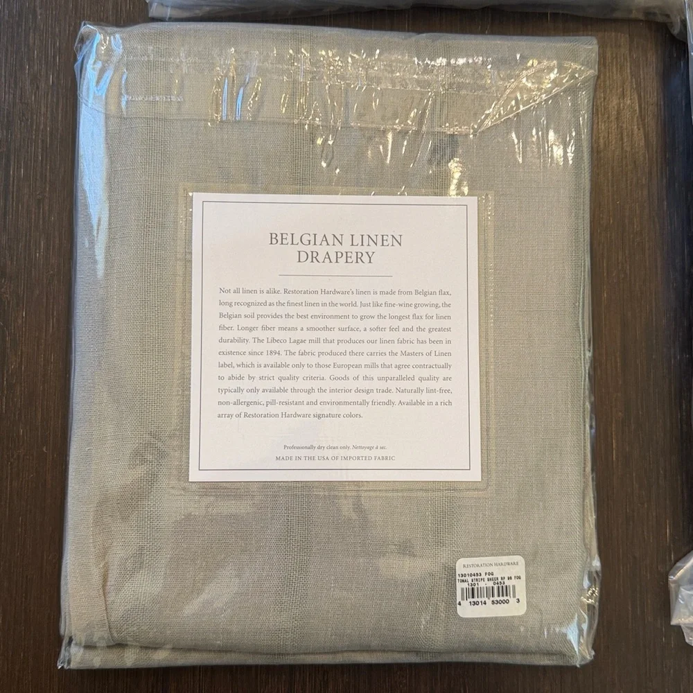 RH x4 Belgian Linen Tonal Stripe Drapery Panel 49x96